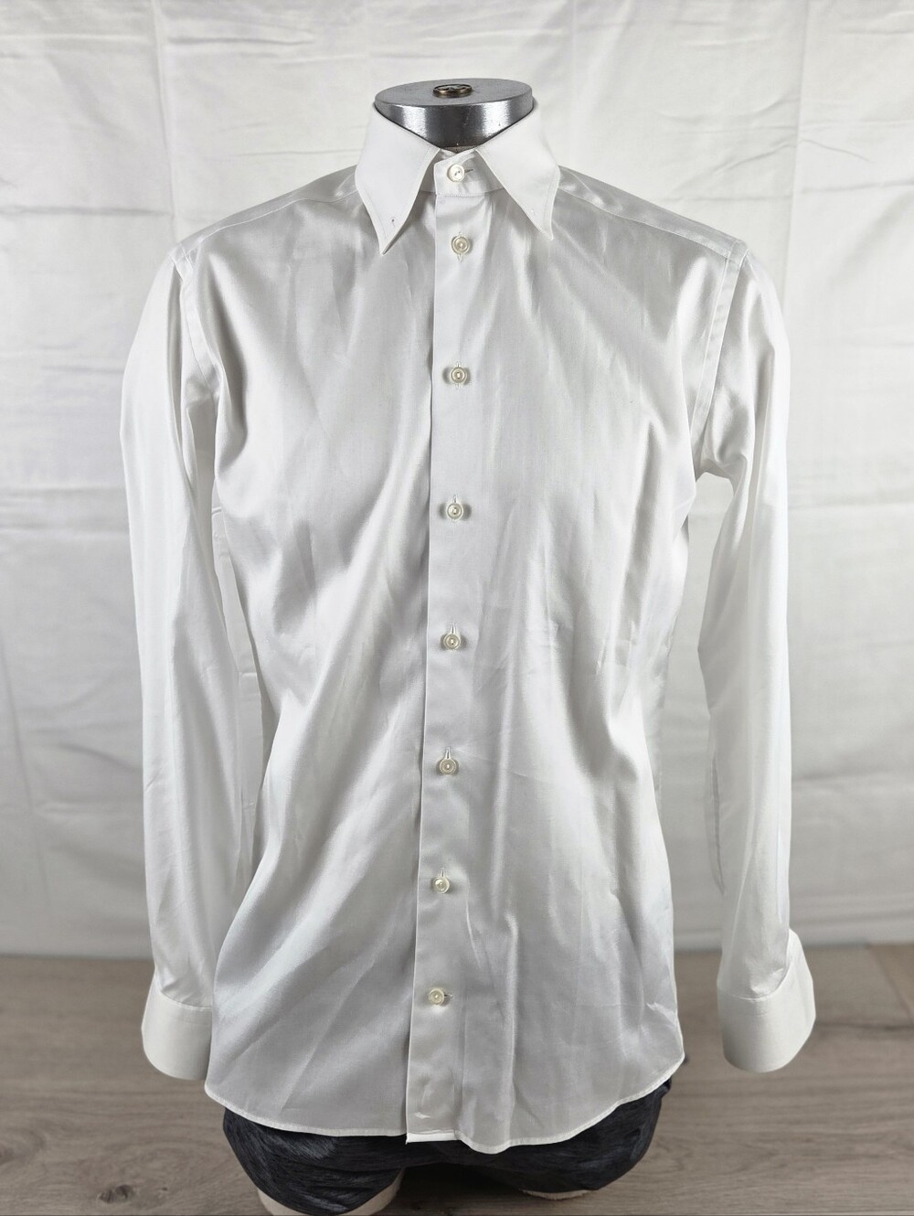 Eton Dress Shirt 39 15.5 Slim White Button Up Eyelet 100% Cotton Luxurious